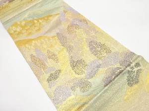 未使用品　遠山に流水・樹木模様織り出し　袋帯